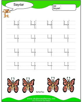 okul öncesi 1 sayısı çizgi çalışması